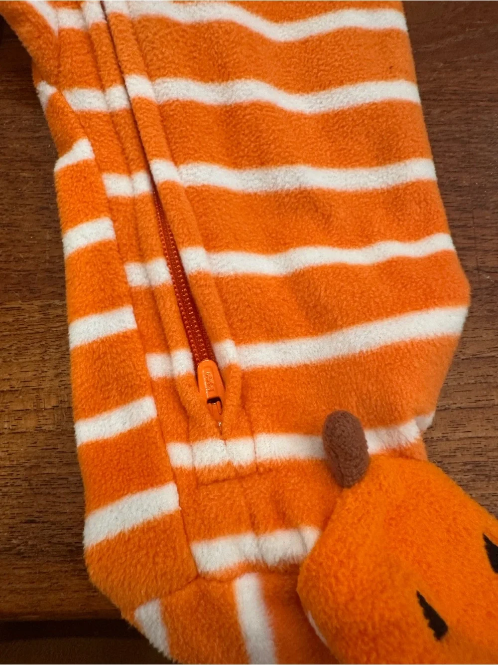 EUC Carters Orange Striped Pumpkin Footed One-Piece, 6 Months